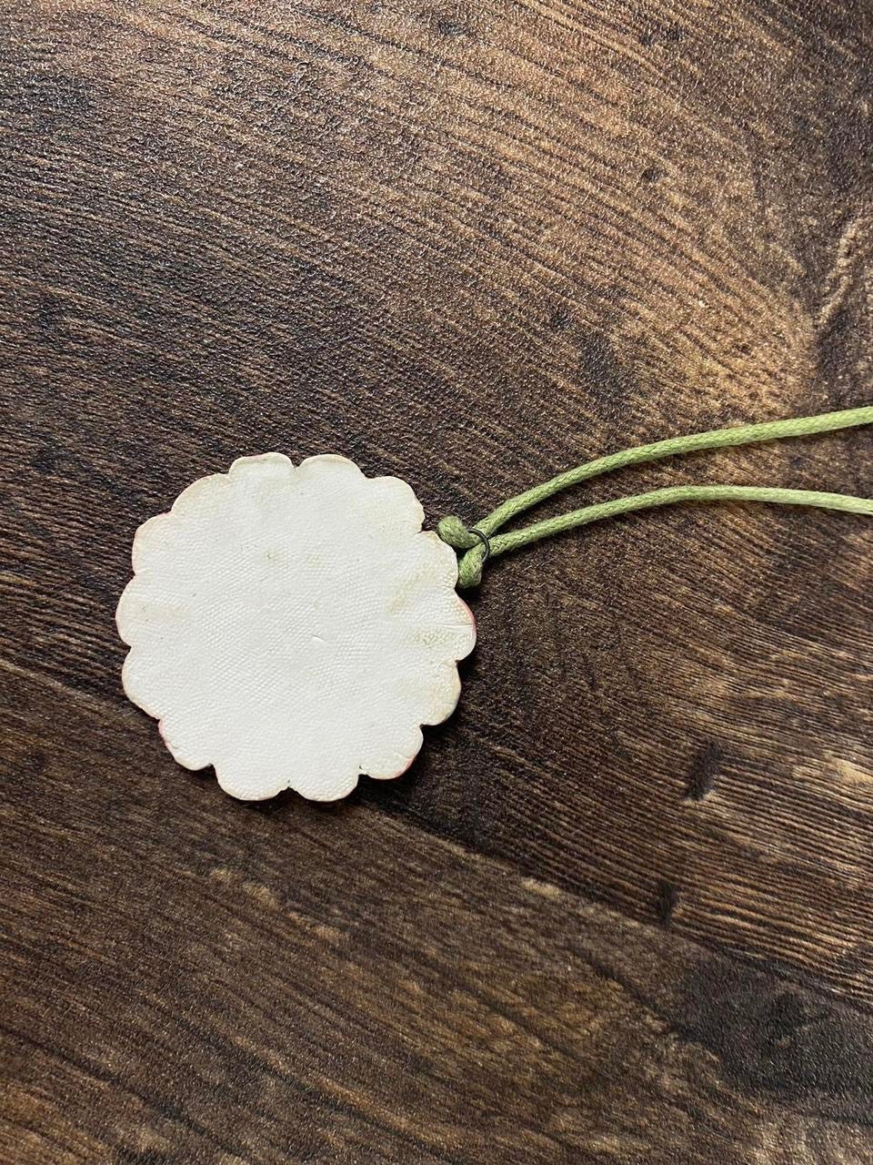Vintage Boho Necklce with Clay flower pendant