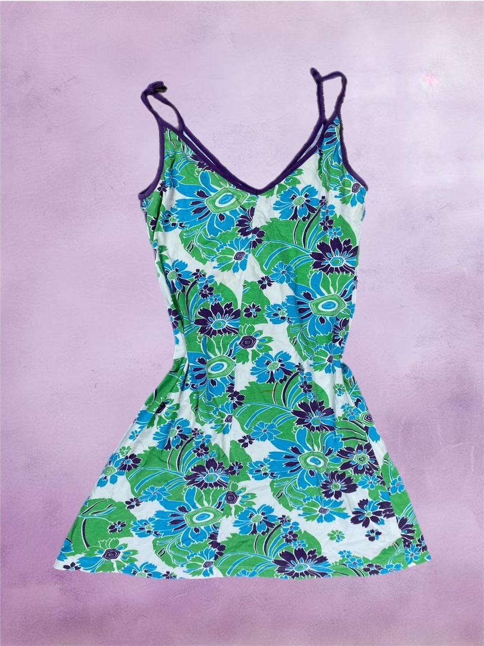 Vintage floral tropical mini dress