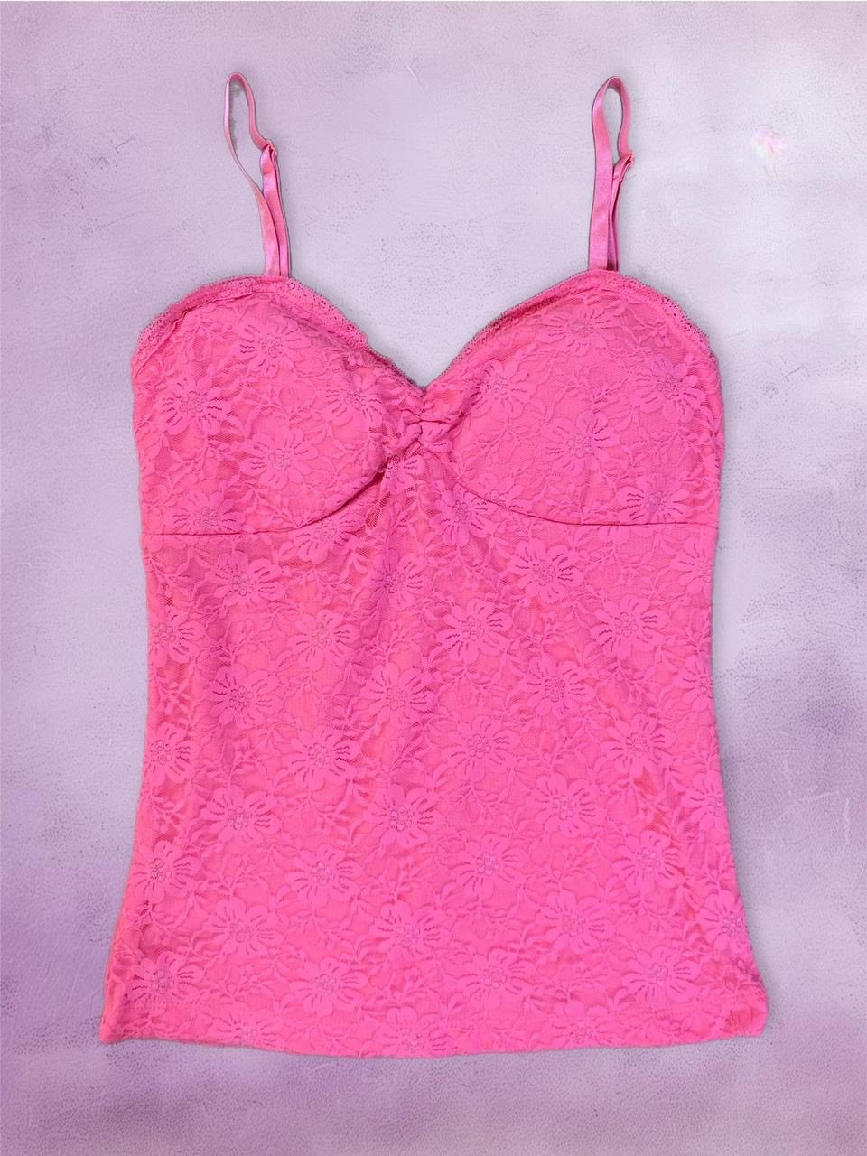 Y2k pink lace cami top
