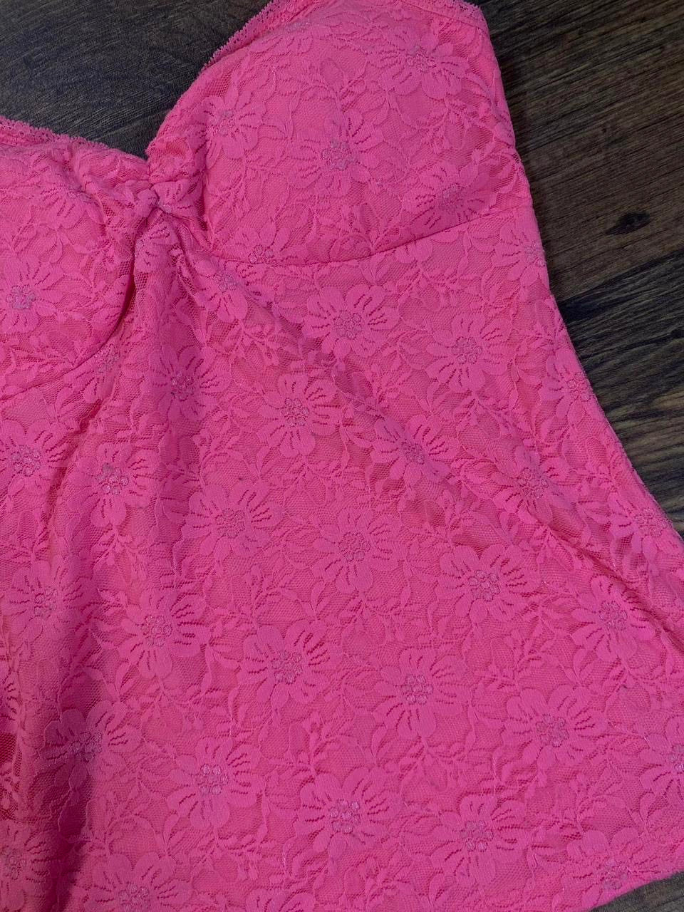 Y2k pink lace cami top