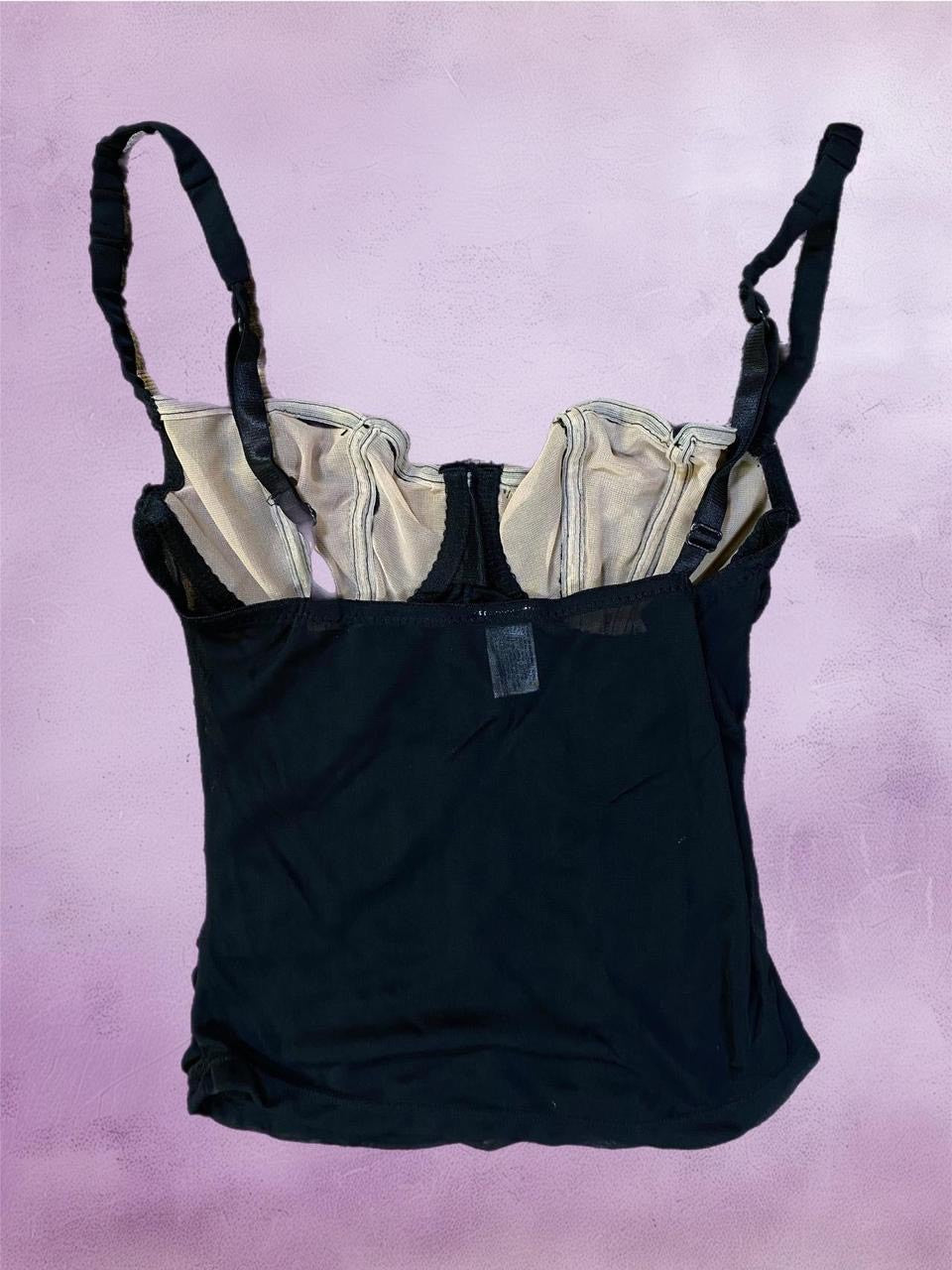 Y2k black lace corset top with bow detailing