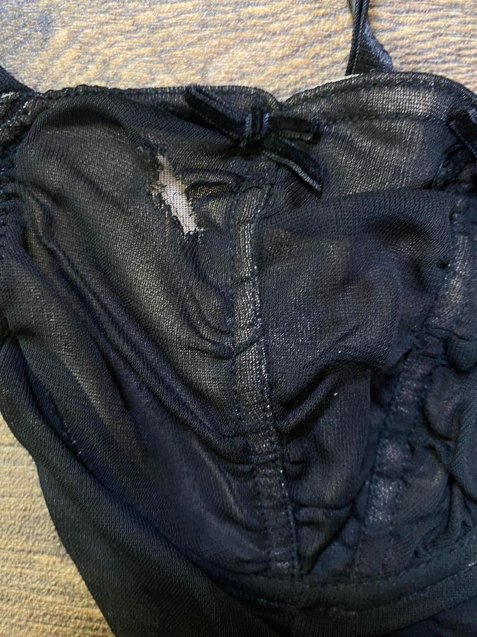 Y2k black lace corset top with bow detailing