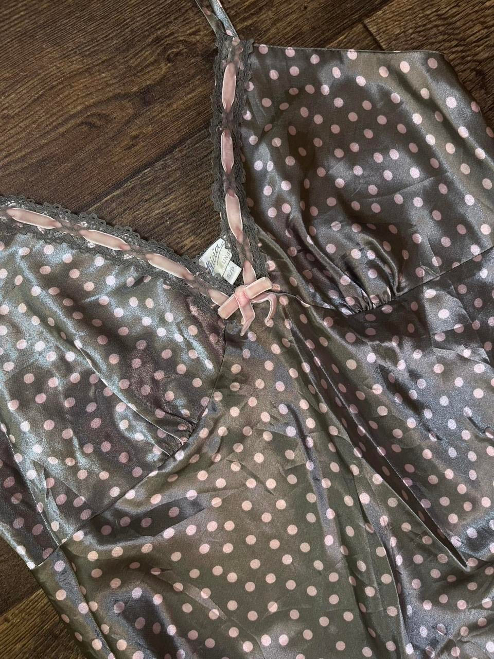 Y2k polka dot mini slip dress