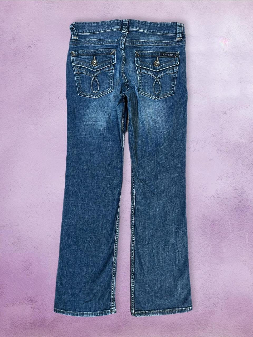Low rise Calvin Klein bootcut jeans with embroidered pockets