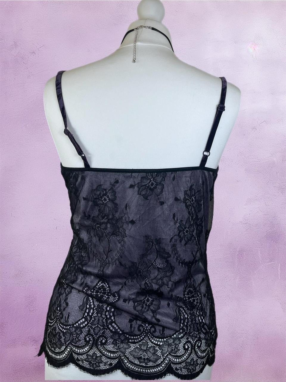 y2k lace cami top with bow detailing