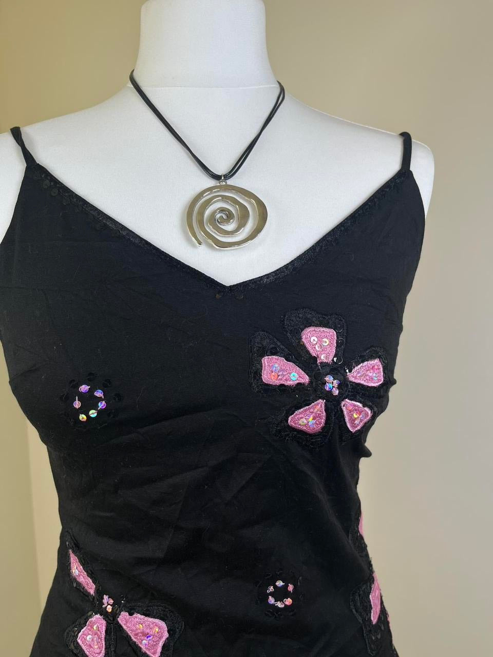 Y2k floral cami top with embroidery
