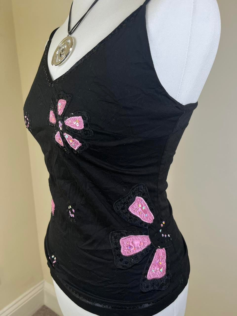 Y2k floral cami top with embroidery