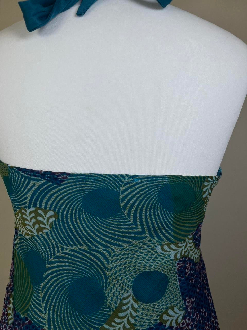 Vintage Patterned Halterneck top with tie back