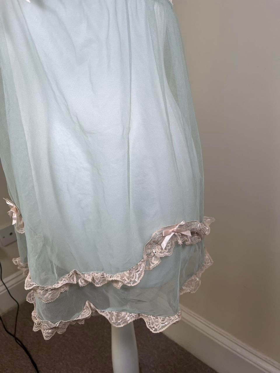 Lace mesh lingerie slip dress with bow detailing