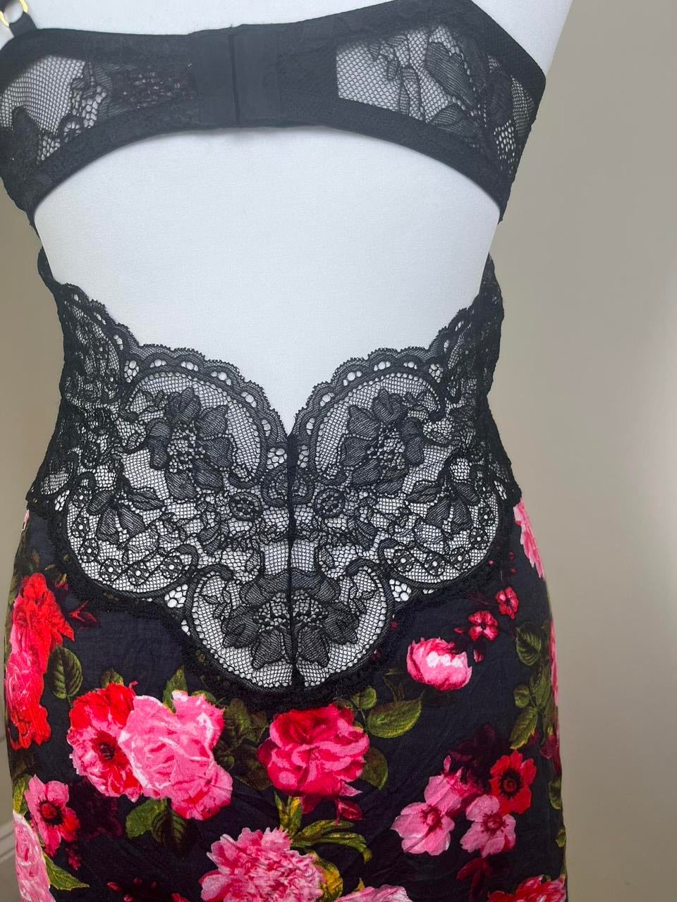 Victoria’s Secret black floral lace mini slip dress