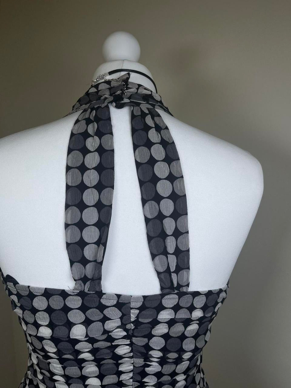 Polka dot halter neck top with ruffles