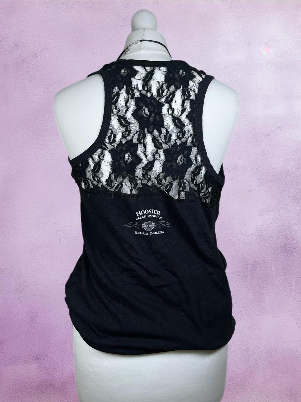 Harley davidson lace tank top with rhinestones