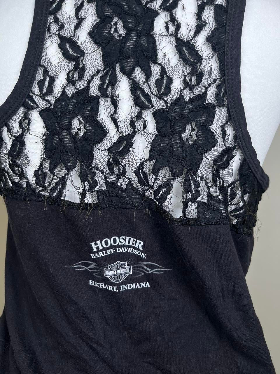 Harley davidson lace tank top with rhinestones