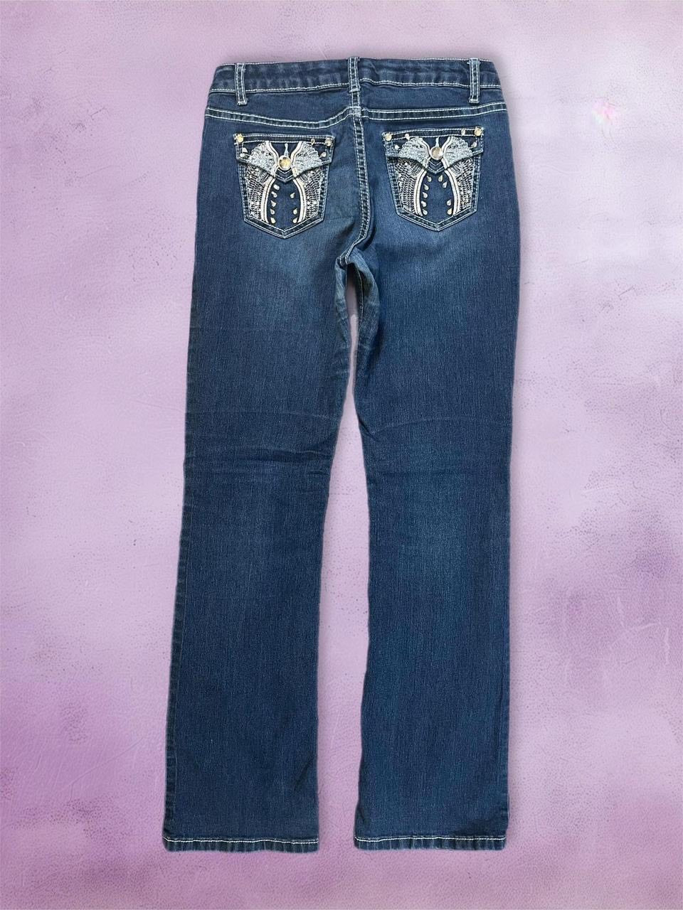 y2k bootcut jeans with embellishments