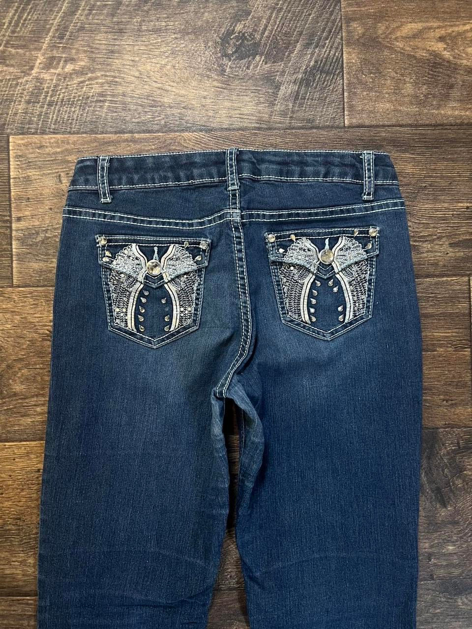 y2k bootcut jeans with embellishments