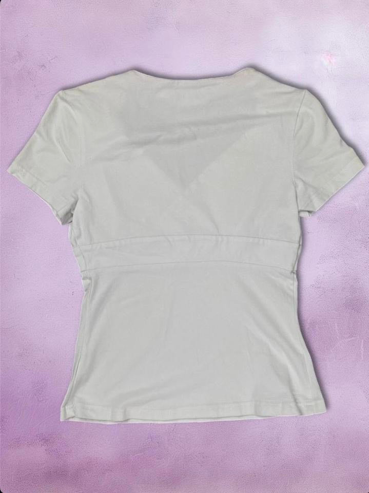y2k Cherry embroidered V-neck top