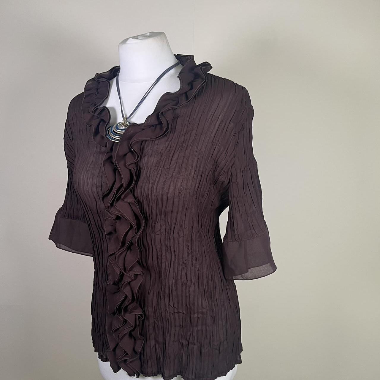 Vintage Y2k Mesh Ruffled Shirt