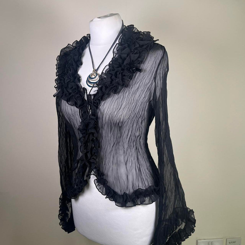 Vintage Y2k Mesh Ruffled Blouse