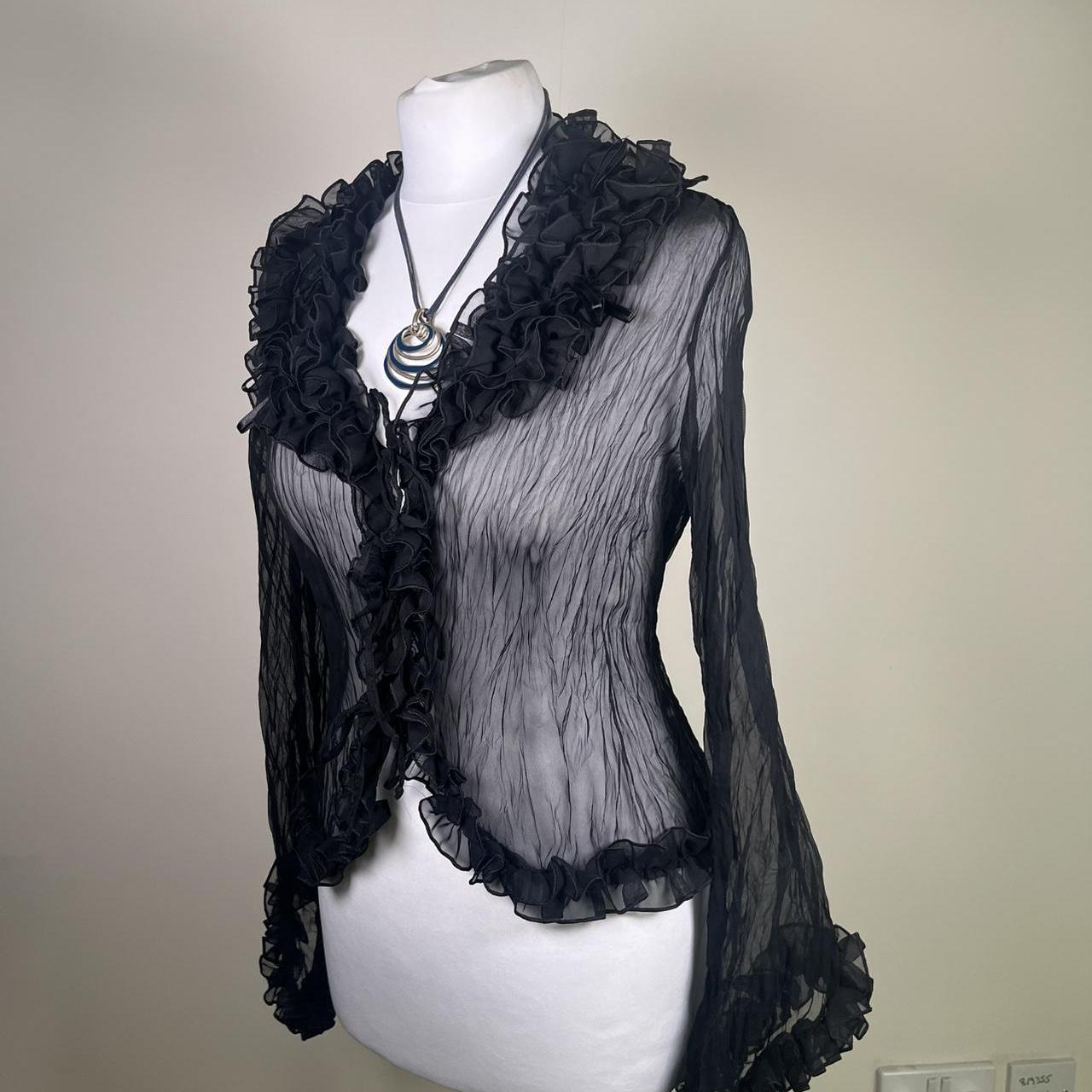 Vintage Y2k Mesh Ruffled Blouse