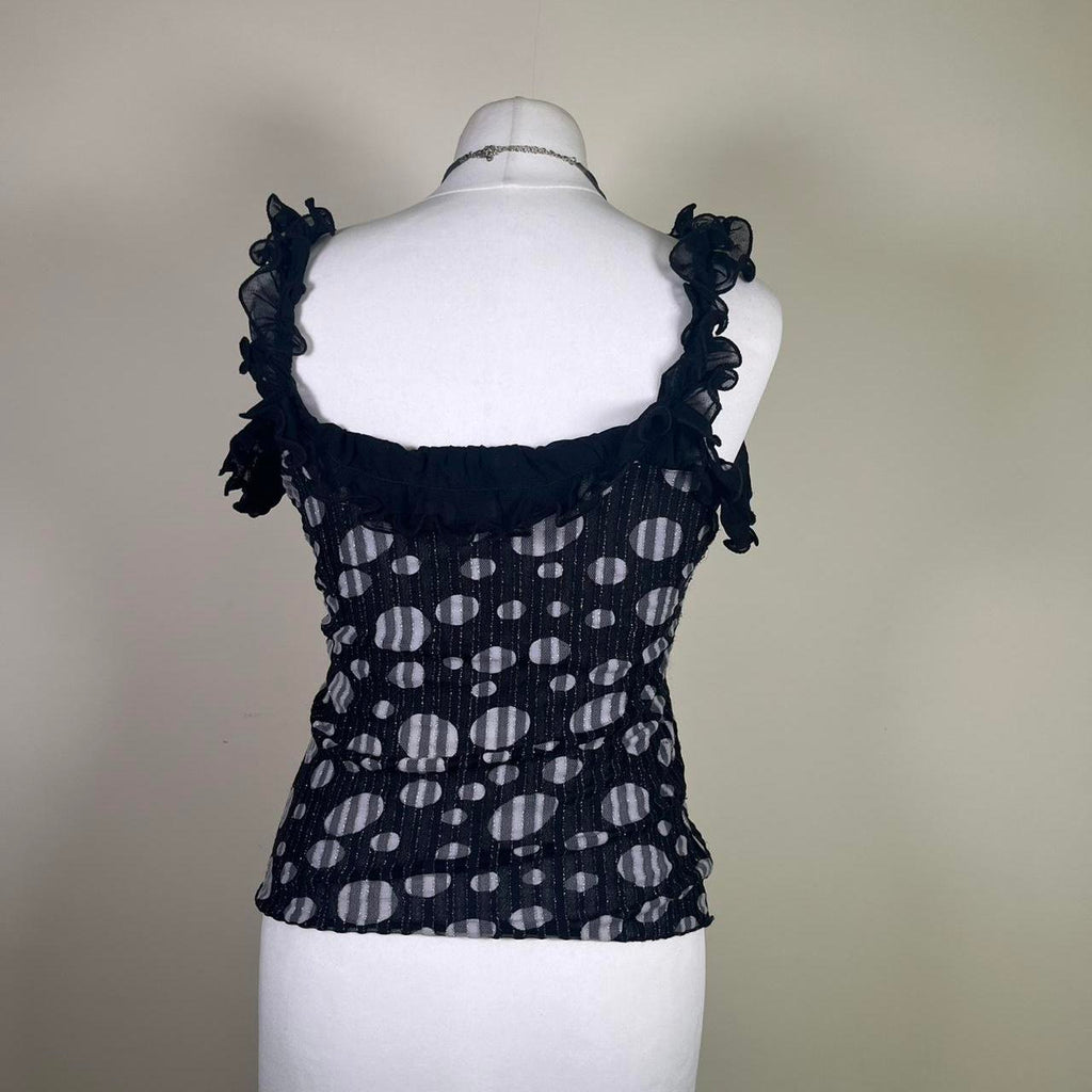 Vintage Y2k Polka dot Cami Top with Ruffles
