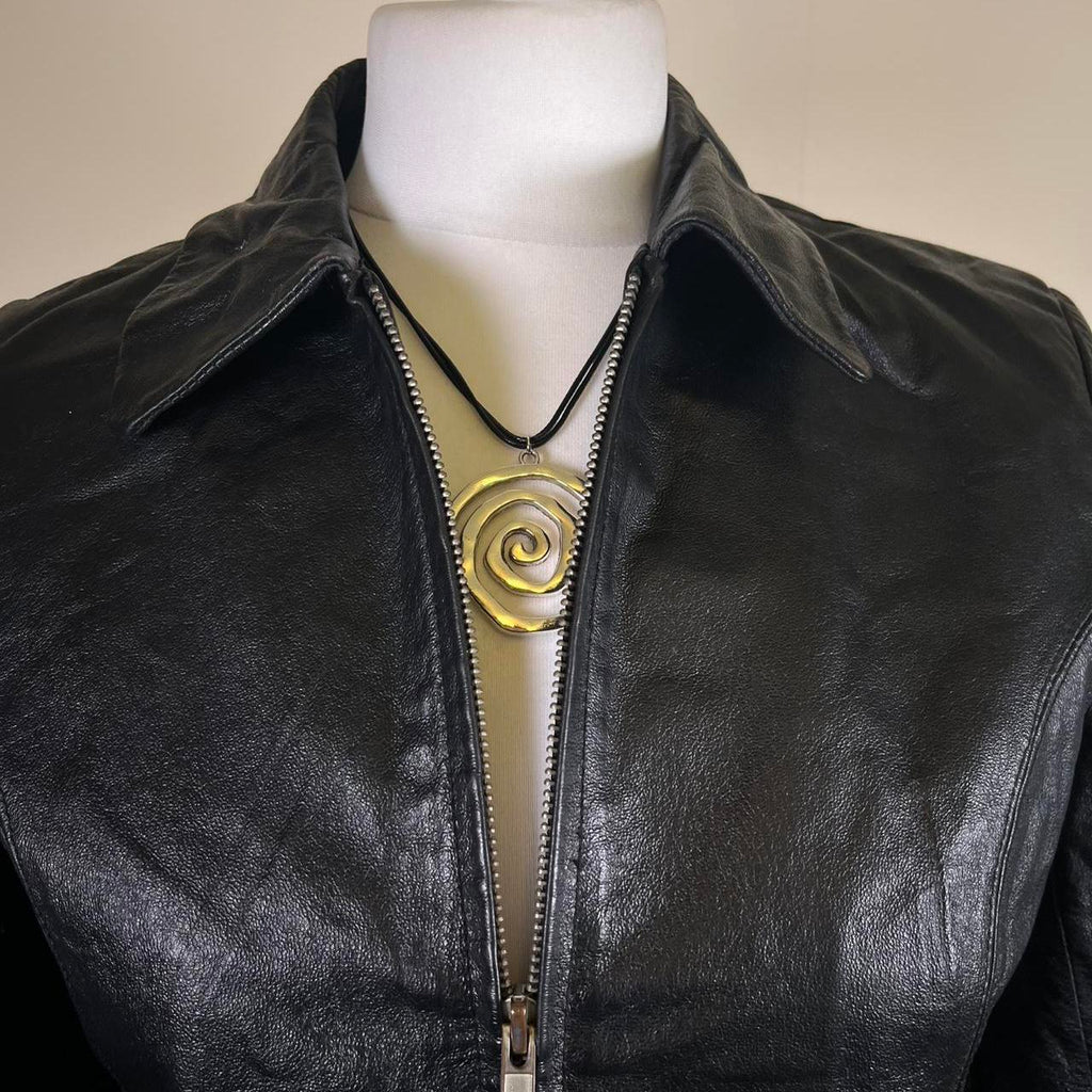 Vintage Leather jacket with silver zipper