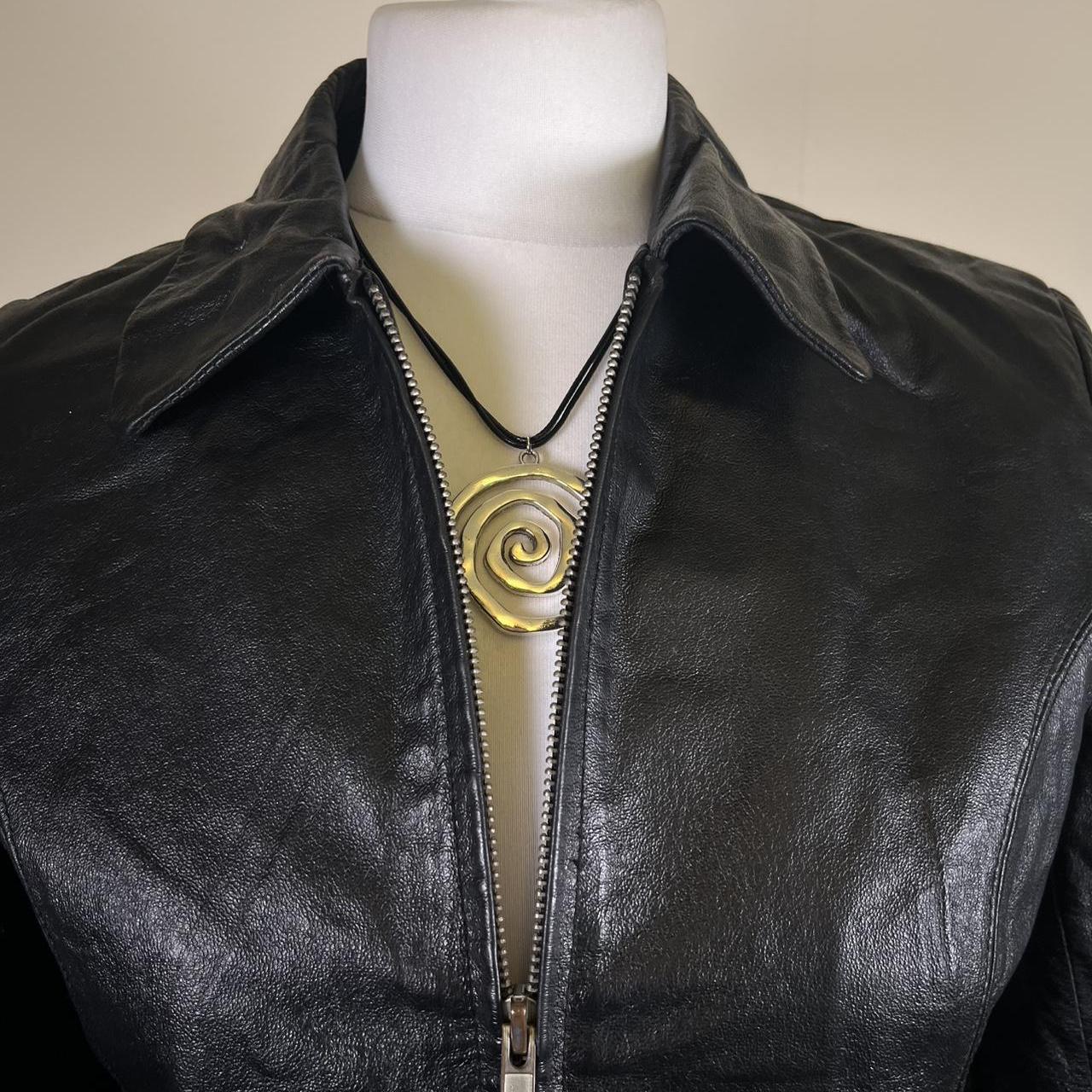 Vintage Leather jacket with silver zipper