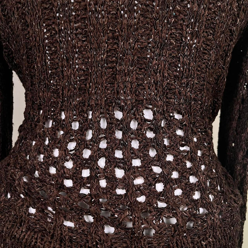 Y2K Beaded Knitted mini dress with floral embroidery