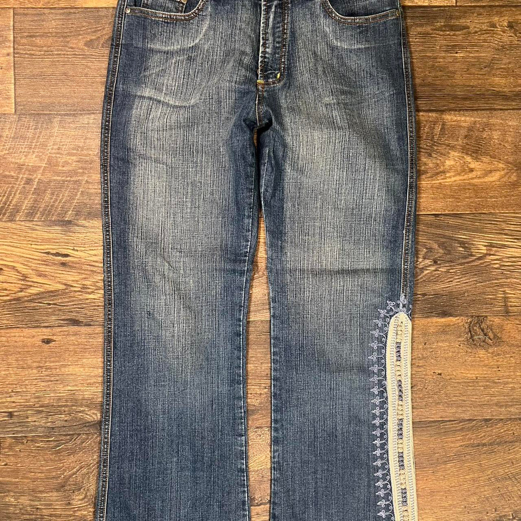 Y2k Low waist boot cut jeans with embroidery