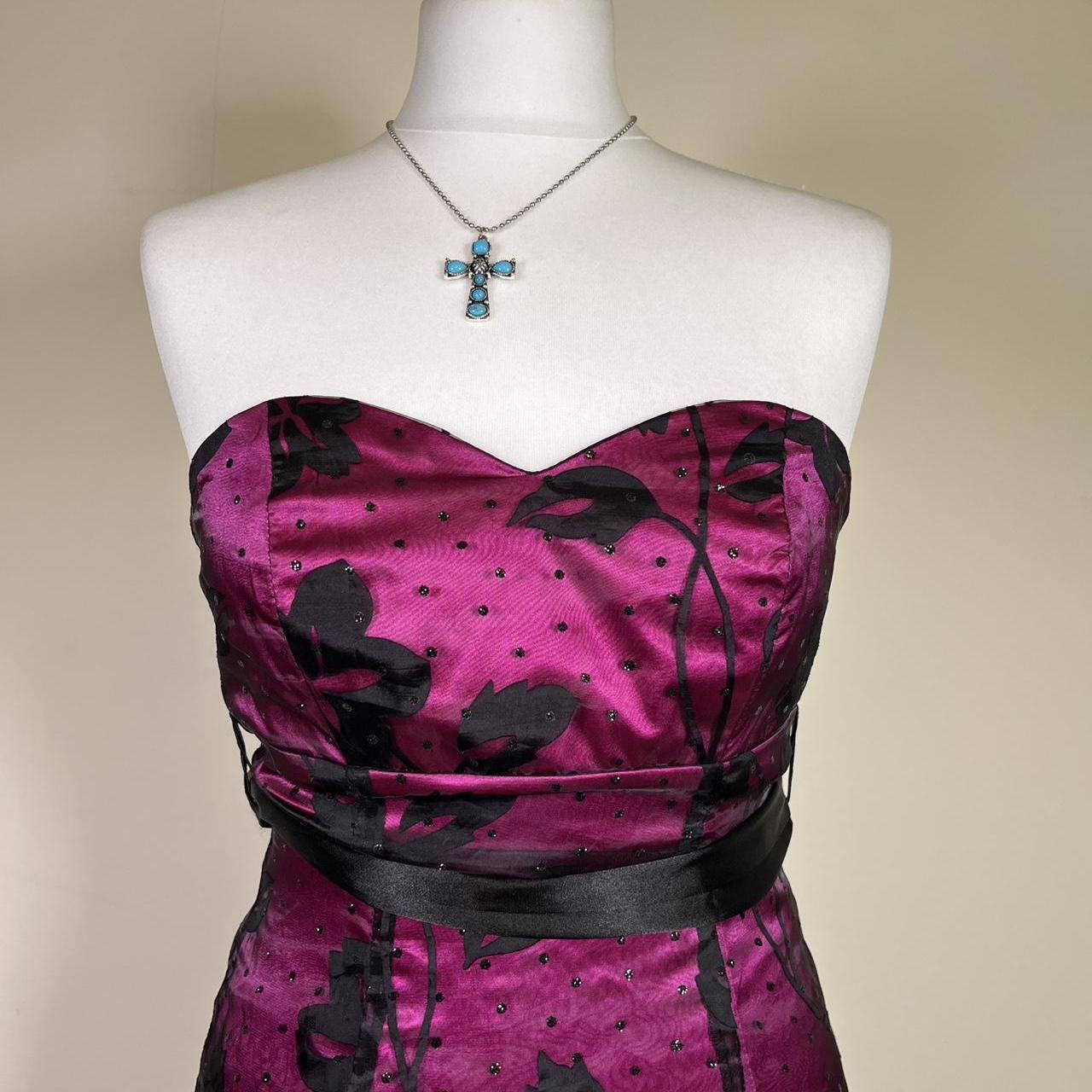 Y2K Vintage floral sequin babydoll strapless Dress