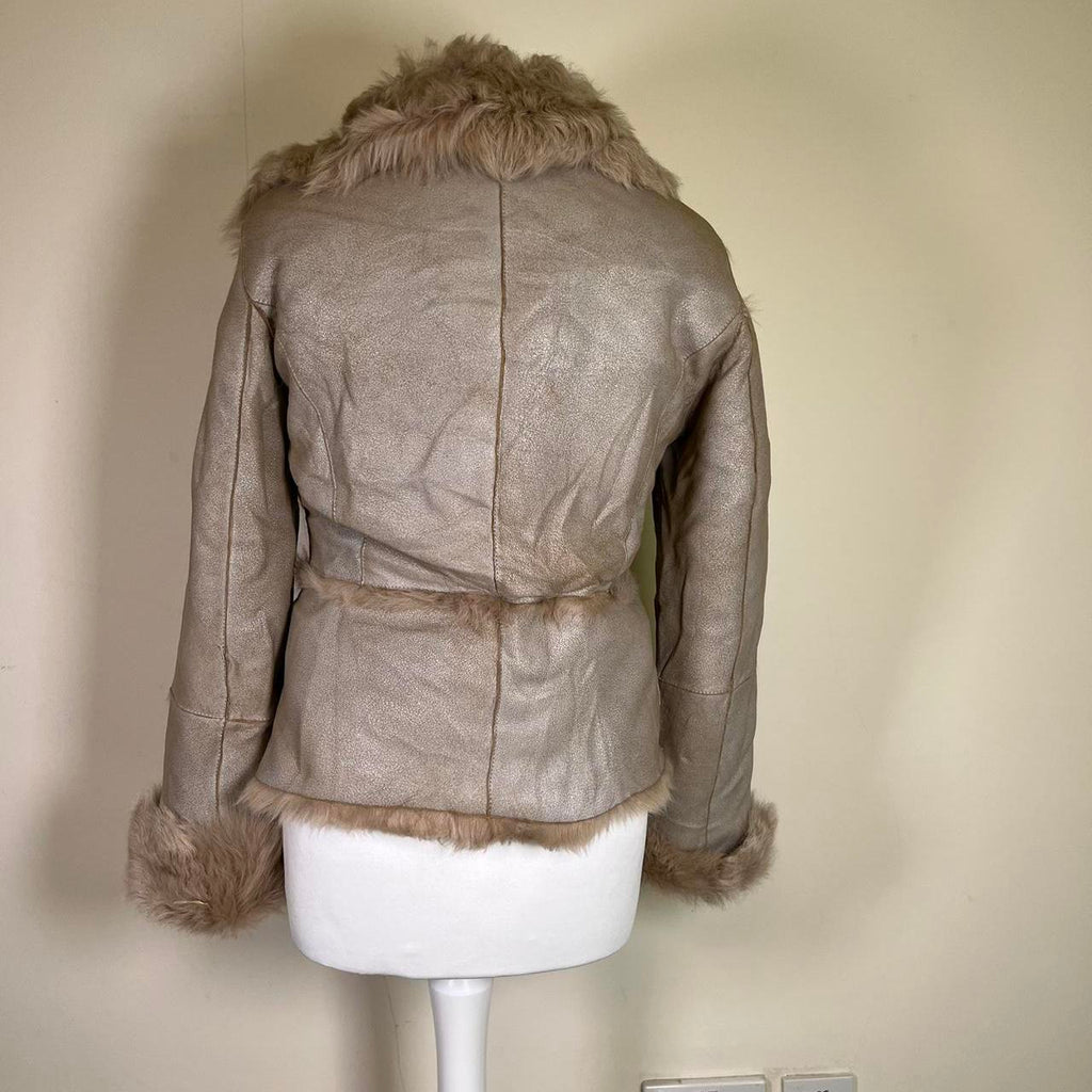 Vintage Y2K Suede jacket with Faux fur trim