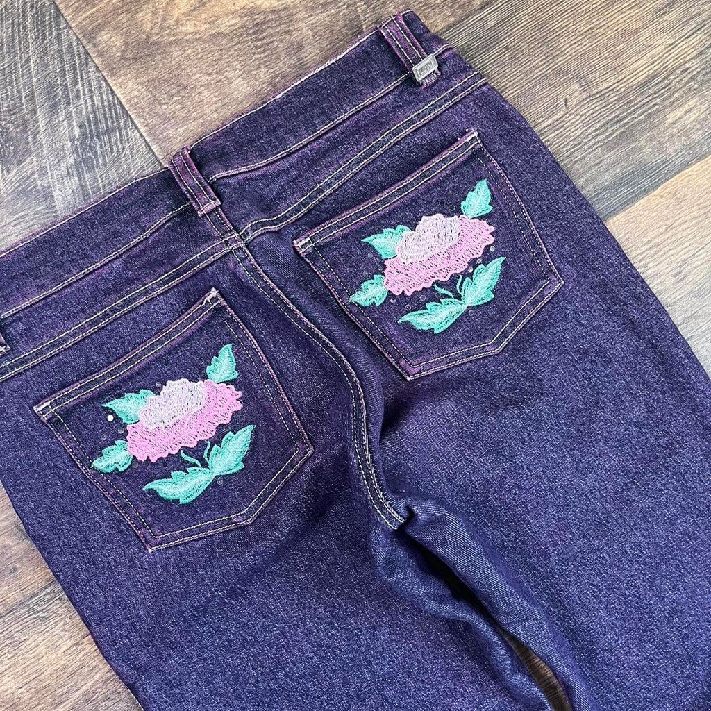 Y2k Low waist Boot cut jeans with embroidery