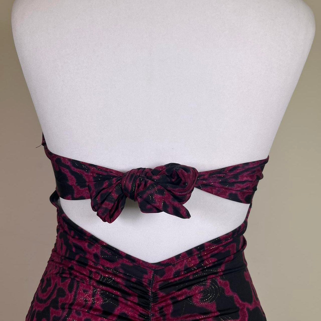 Y2K Vintage halter neck Dress with Gold ring accent