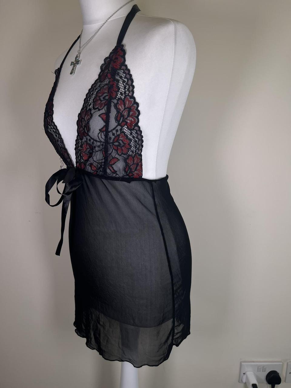 Y2K lace mesh floral slip dress