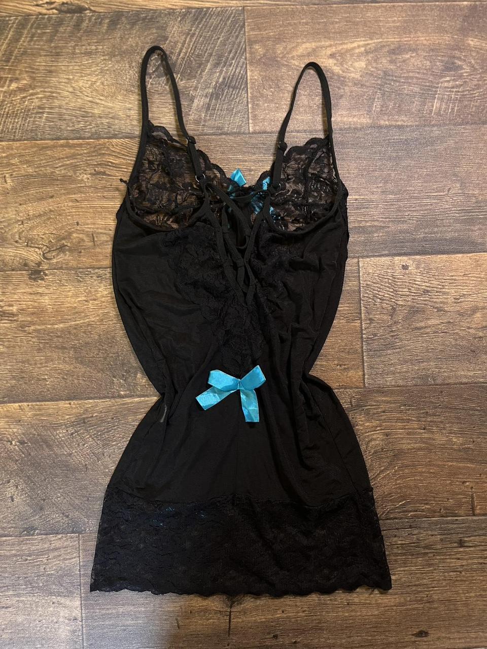Y2K Lingerie lace slip dress with blue bows