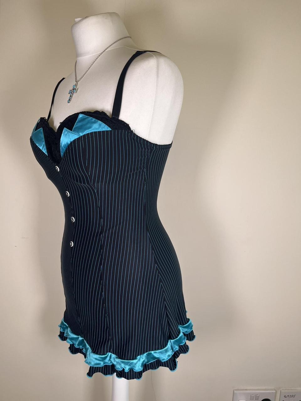 Y2K Pinstripe corset dress with ruffle hem
