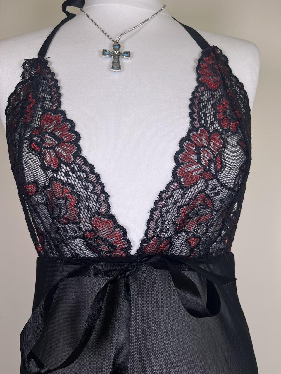 Y2K lace mesh floral slip dress