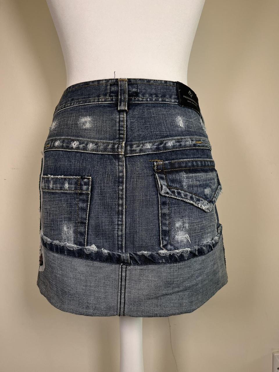 y2k embroidered denim skirt with sequin butterfly