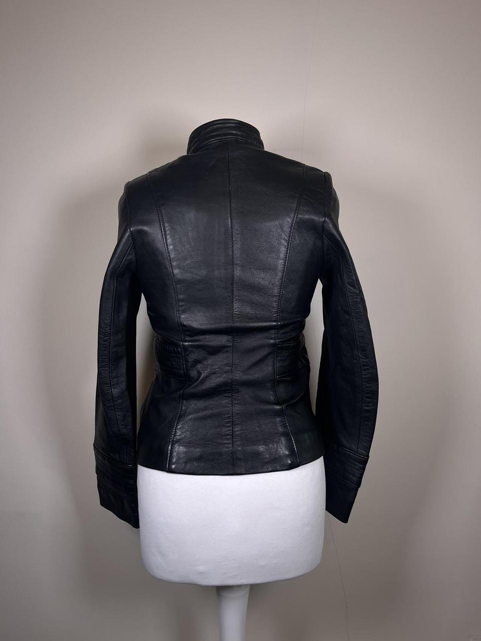 Vintage fitted Leather jacket with silver zipper