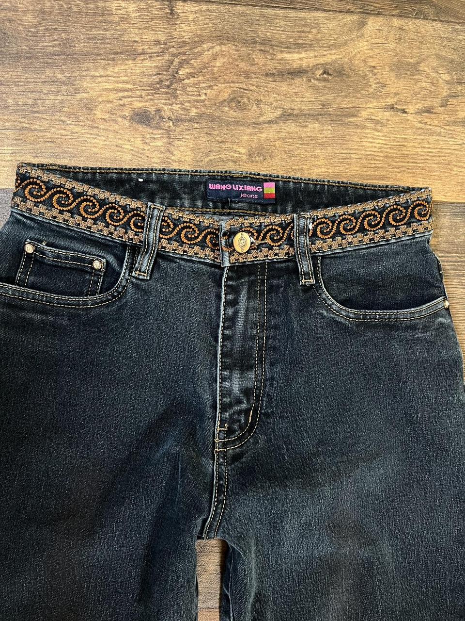 y2k bootcut jeans with embroidered pockets