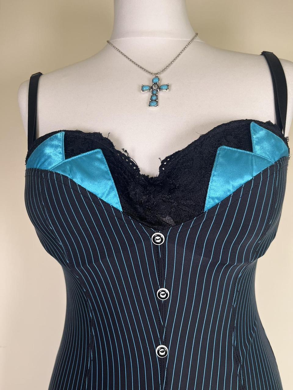 Y2K Pinstripe corset dress with ruffle hem