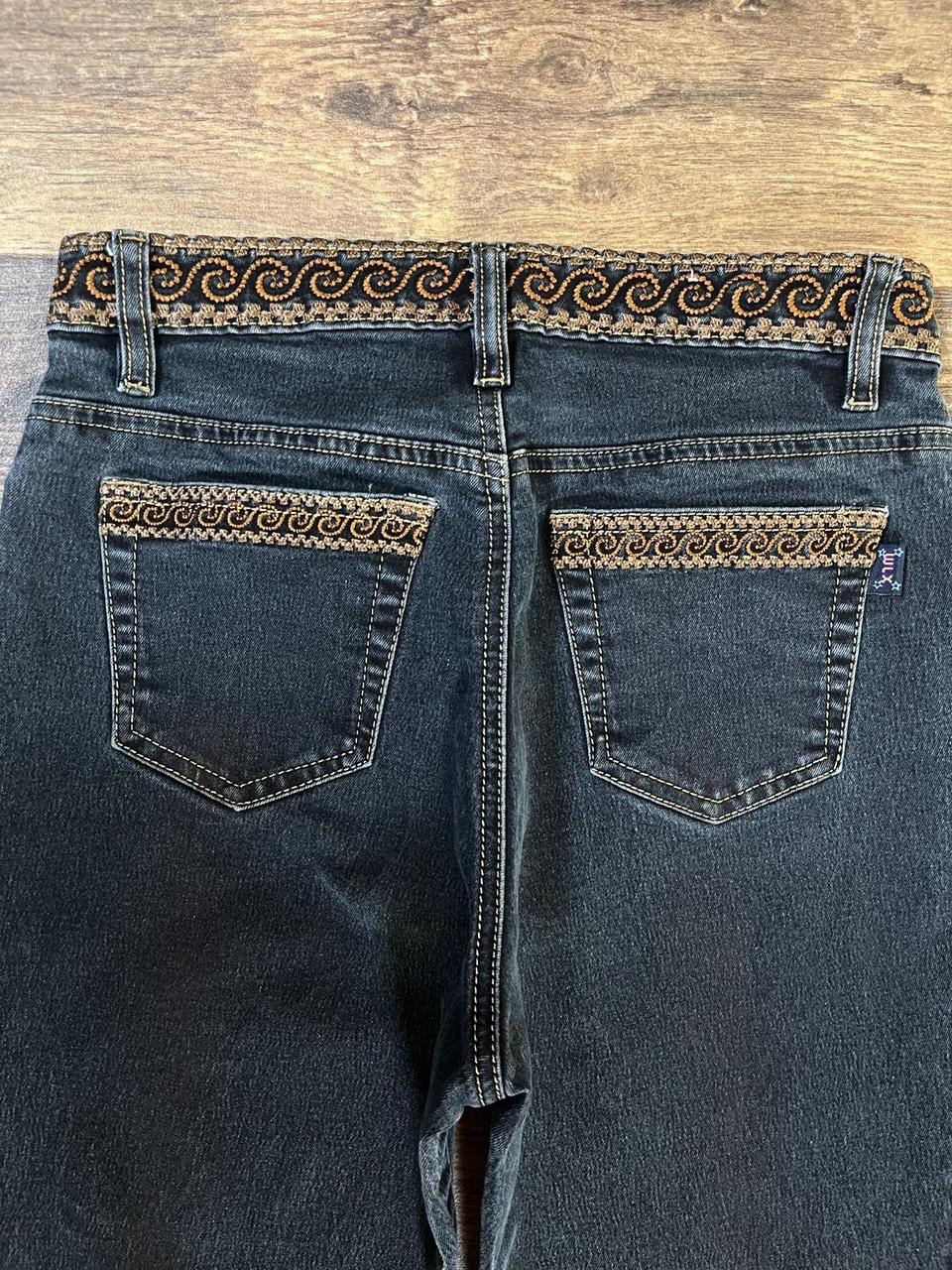 y2k bootcut jeans with embroidered pockets