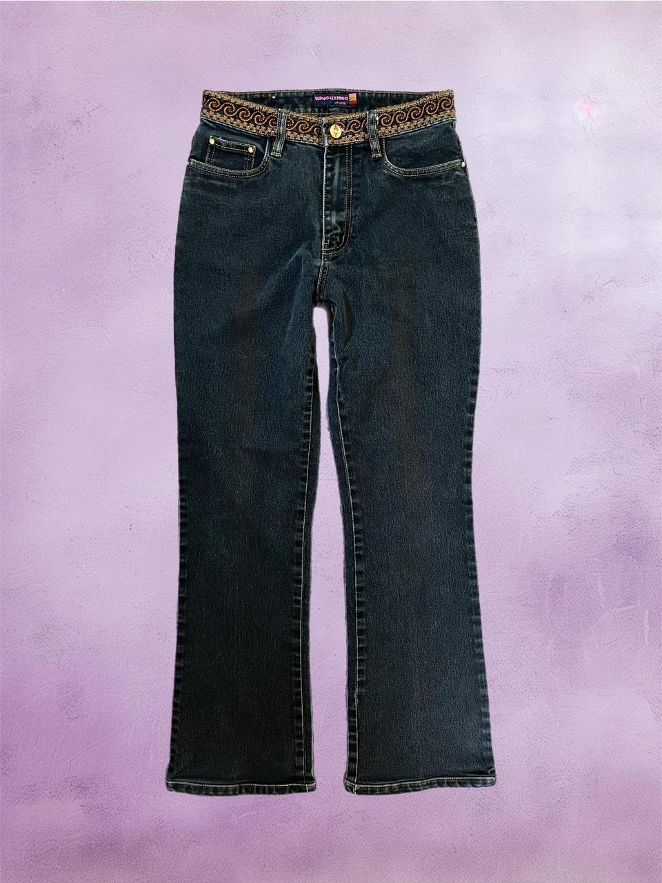 y2k bootcut jeans with embroidered pockets