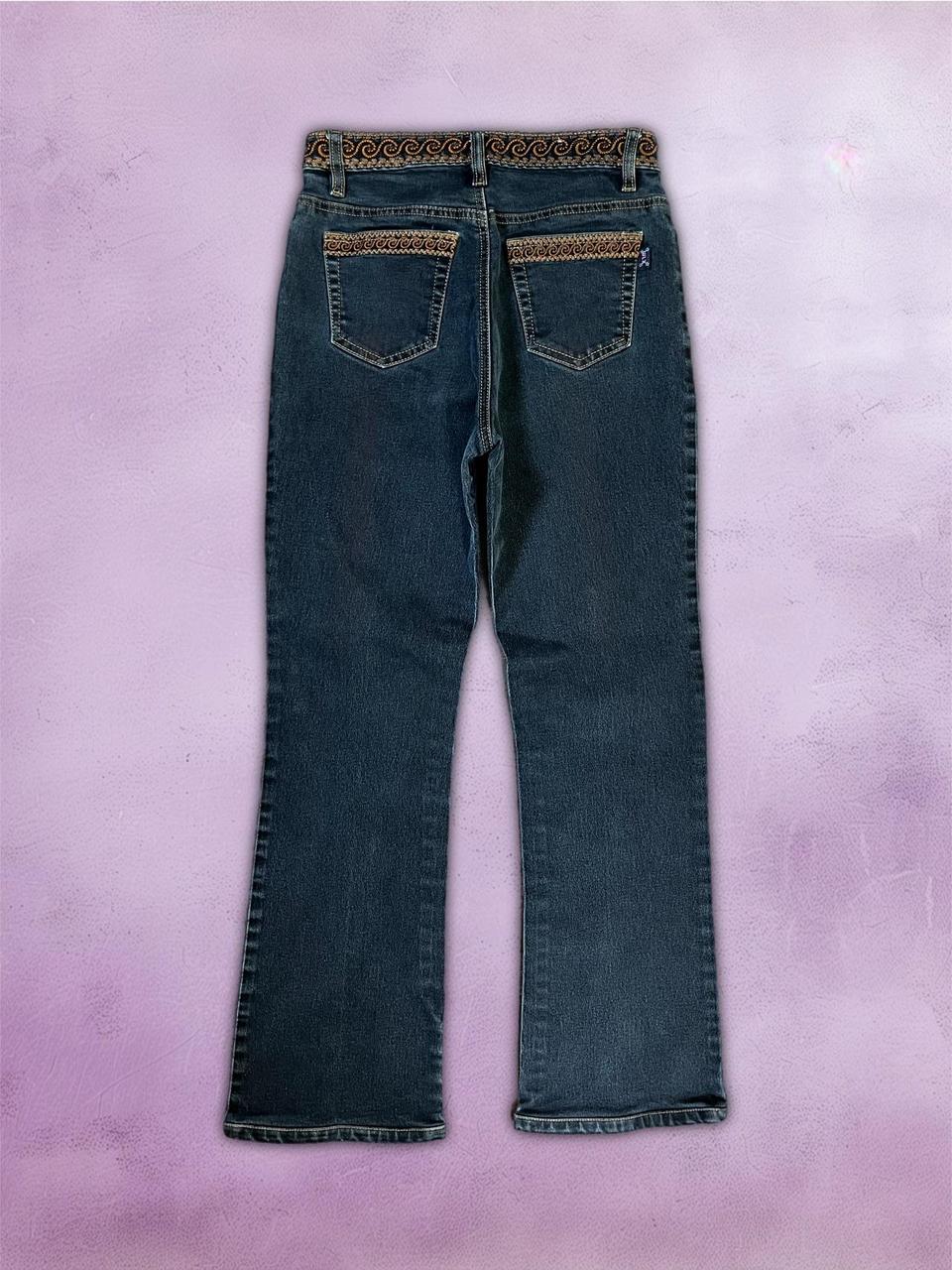 y2k bootcut jeans with embroidered pockets