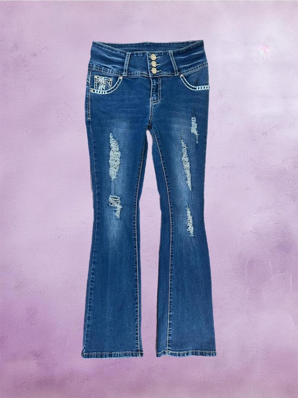 Y2k Flared jeans with embroidered pockets