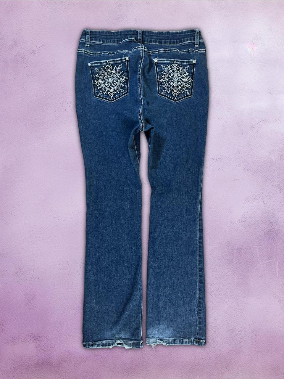 Y2k straight leg jeans with embroidered pockets