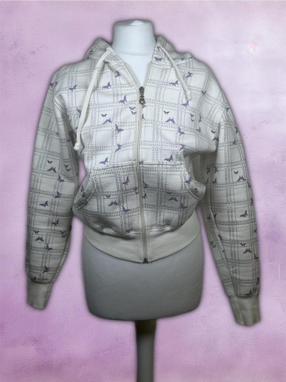 Y2K butterfly zip up hoodie with sequins/rhinestones