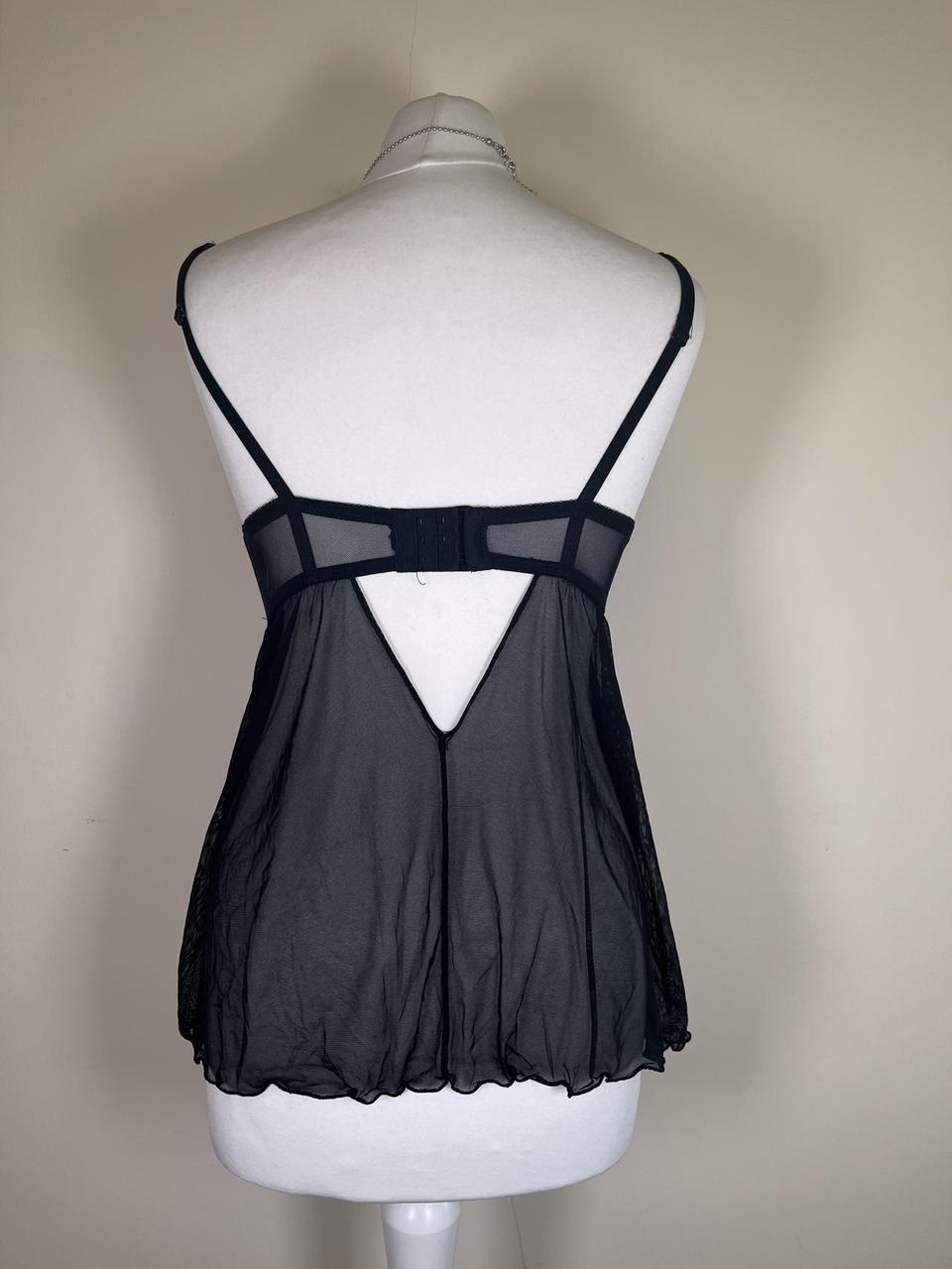 Y2K Black mesh babydoll corset top