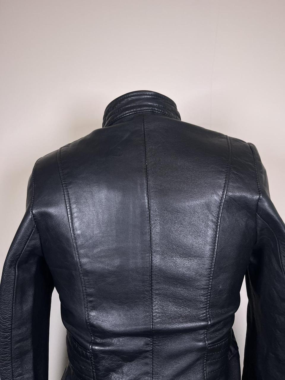 Vintage fitted Leather jacket with silver zipper