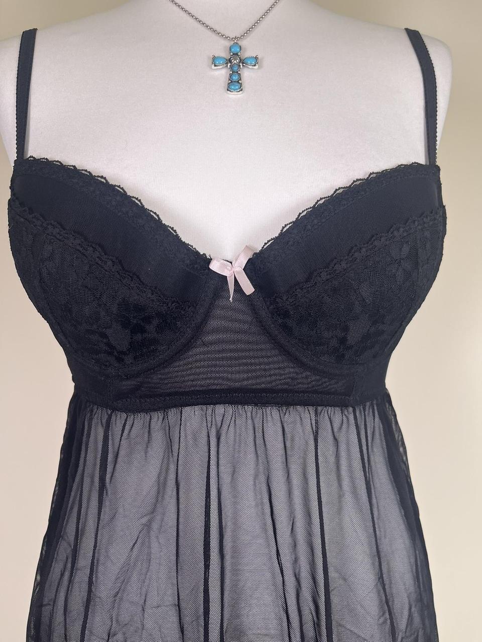 Y2K Black mesh babydoll corset top