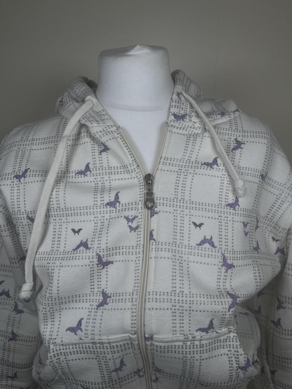 Y2K butterfly zip up hoodie with sequins/rhinestones